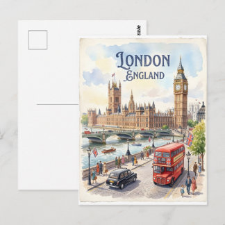 London England watercolor  Postcard