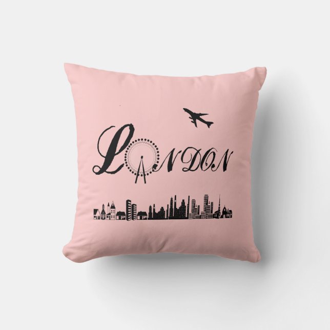 London Eye British Theme Pink Pillow/Cushion Throw Pillow (Front)