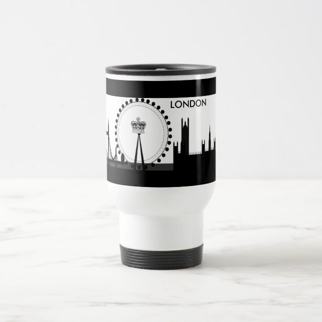 London Eye Ferris Wheel England London Skyline  Travel Mug (Center)