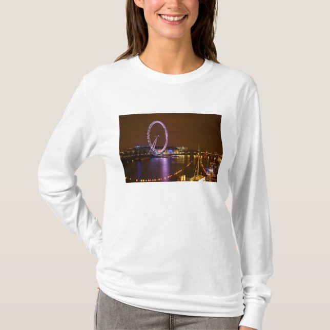 London Eye, River Thames and lights from T-Shirt (Front)