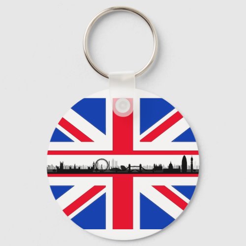 London Eye Skyline Union Jack Flag Keychain