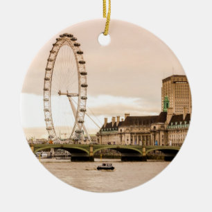 London Eye Sunset Ceramic Ornament