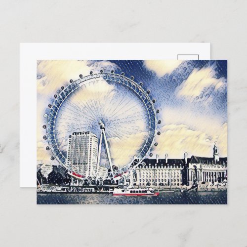 London Eye Watercolor art Postcard