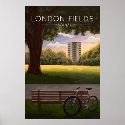 London Fields Hackney London Travel Poster