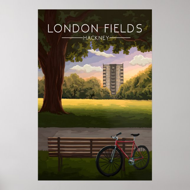 London Fields Hackney London Travel Poster (Front)