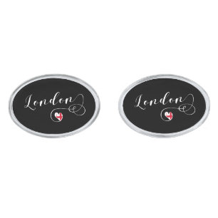 London Flag Heart Cufflinks
