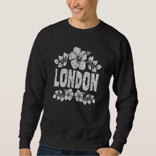 London Flowers Distressed White Print Sweatshirt