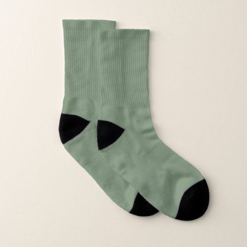 London Frost Muted Green Solid Color Print Earthy Socks