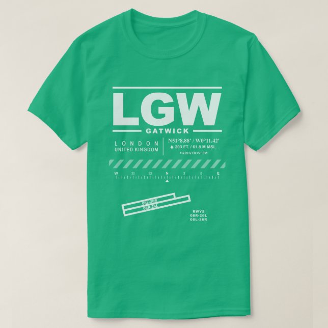 London Gatwick Airport LGW T-Shirt (Design Front)