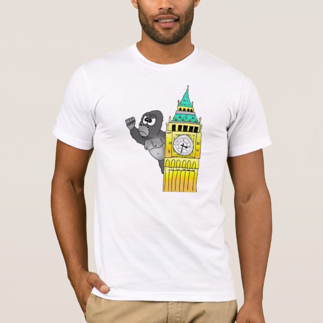 London Gorilla Big Ben Westminster T Shirt (Front)