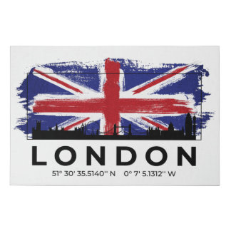 London Great Britain Cityscape Brush Flag Faux Canvas Print