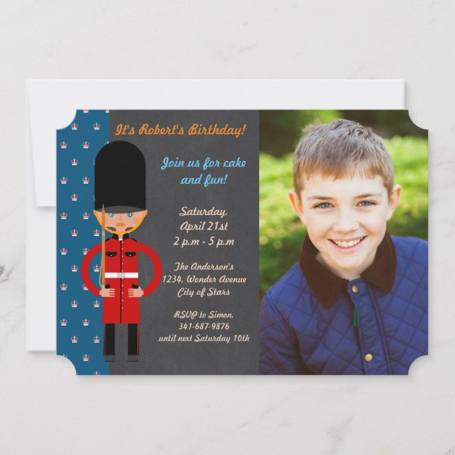 London Guard Boy Birthday Party Invitation (Front)