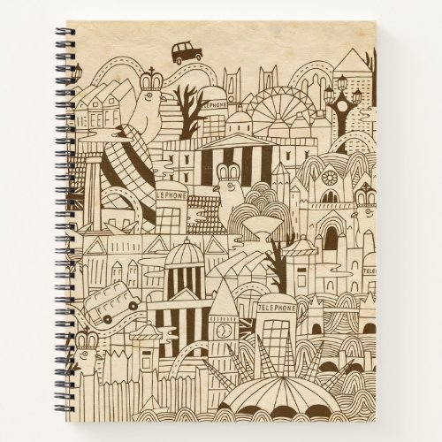 London Hand Drawn on Old Paper Notebook