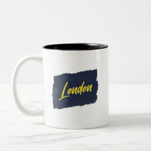 London Handwritten Yellow Typography Coffee Mug