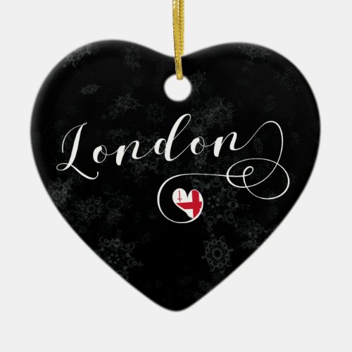 London Heart Christmas Tree Ornament England Ceramic Ornament
