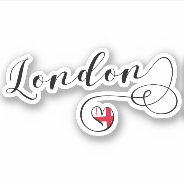 London Heart Flag Sticker (Front)