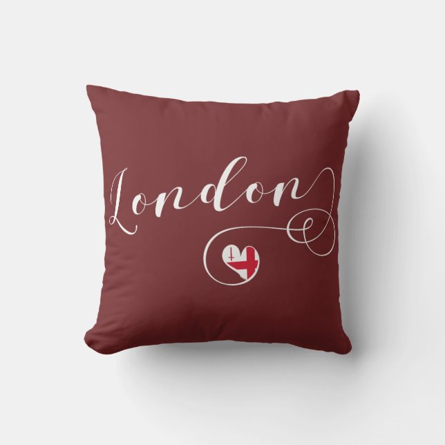 London Heart Throw Pillow,  Britain Pillow (Front)