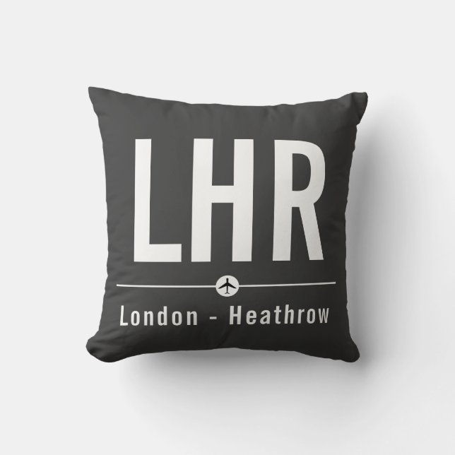 London Heathrow LHR Airport Code - Aviation Throw Pillow (Front)