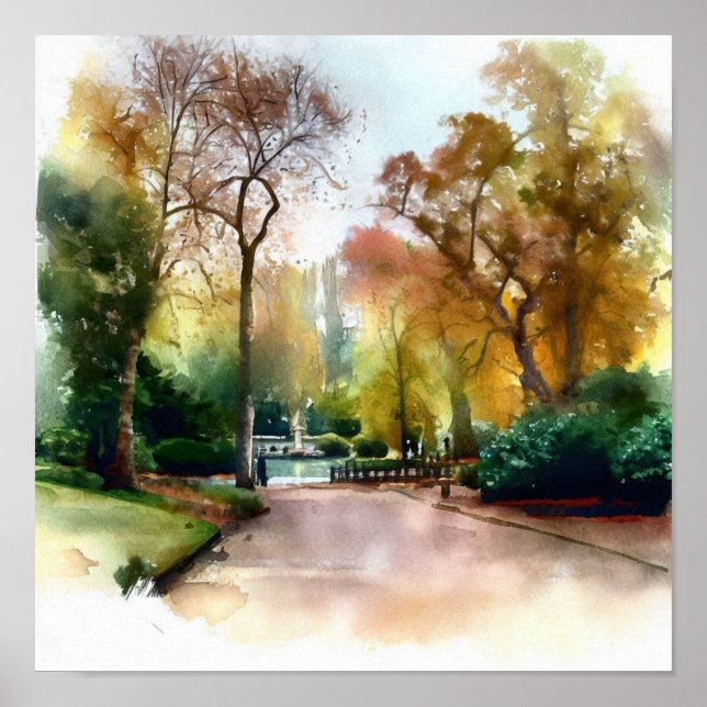 London-Holland Park (A), Watercolor Poster (Front)