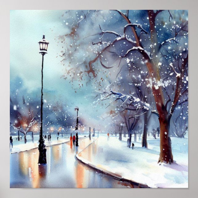 London-Hyde Park in the Winter (A), Watercolor Poster (Front)