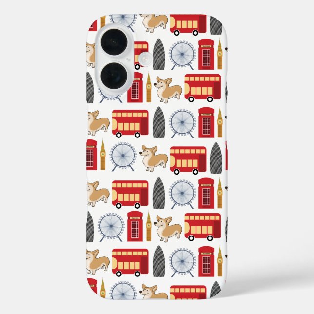 London Icon and Corgi Collage Pattern Case-Mate iPhone Case (Back)