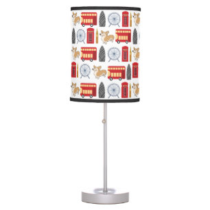 London Icon and Corgi Collage Pattern Table Lamp