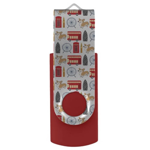 London Icon and Landmarks Pattern Flash Drive