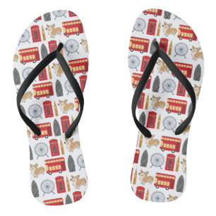 London Icon and Landmarks Pattern Flip Flops