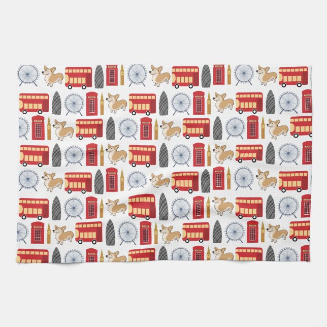 London Icon Collage Kitchen Towel (Horizontal)