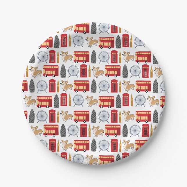 London Icon Collage Paper Plates (Front)