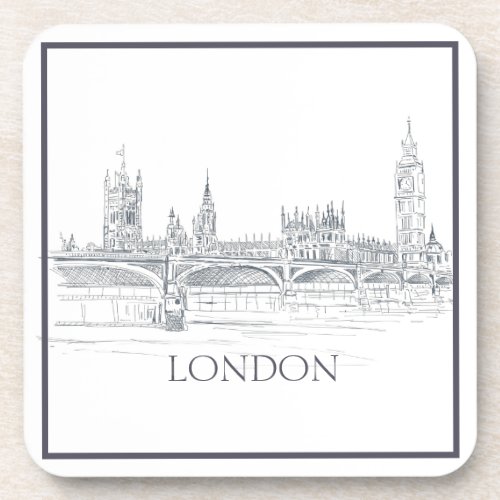 London Iconic Skyline Sketch Beverage Coaster