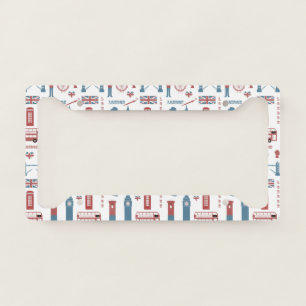 London Icons Big Ben Double Decker Bus Flag License Plate Frame
