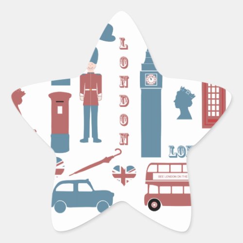 London Icons Retro Love Souvenir star stickers