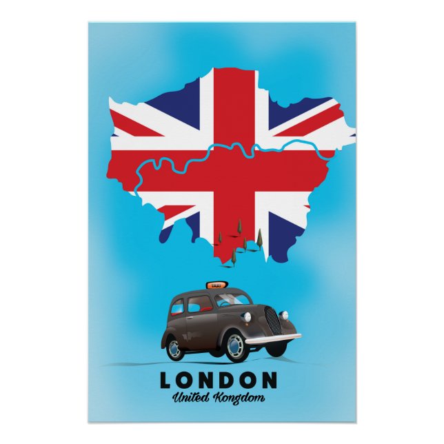 London Illustrated map travel poster (Front)