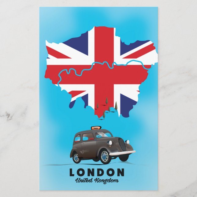 London Illustrated map travel poster Stationery (Front)