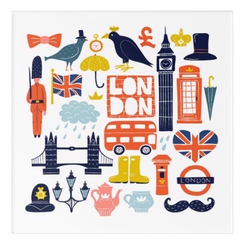 LONDON illustration city Knstlicher Leinwanddruck Acrylic Print