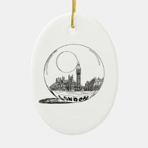 London in a glass ball . ceramic ornament