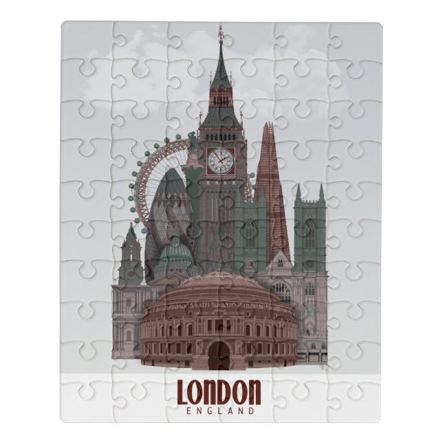 London in Clouds Red and Green Jigsaw Puzzle (Puzzle Vertical)