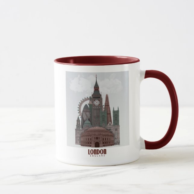 London in Clouds Red and Green Mug (Right)