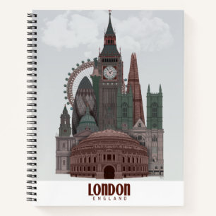 London in Clouds Red and Green Notebook