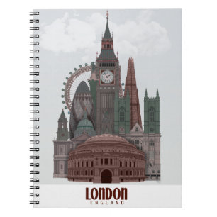 London in Clouds Red and Green Notebook