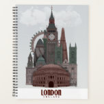 London in Clouds Red and Green Planner<br><div class="desc">London in Clouds Red and Green by Fab Funky.  Features famous landmarks of London in a dark red and green color scheme.</div>