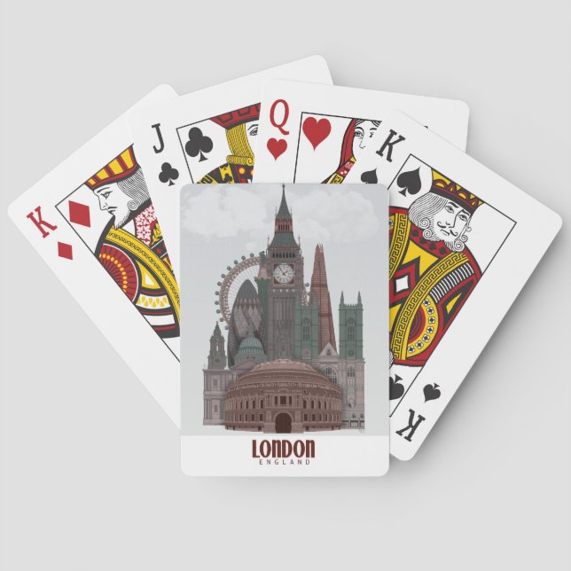 London in Clouds Red and Green Poker Cards (Back)