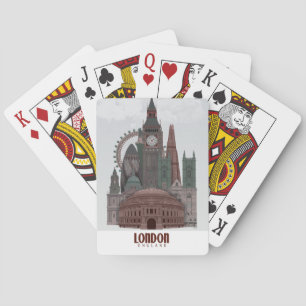 London in Clouds Red and Green Poker Cards