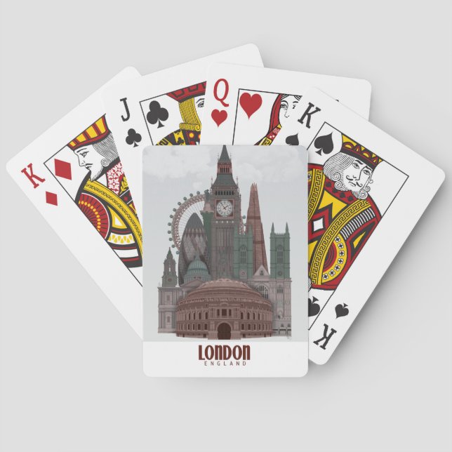 London in Clouds Red and Green Poker Cards (Back)