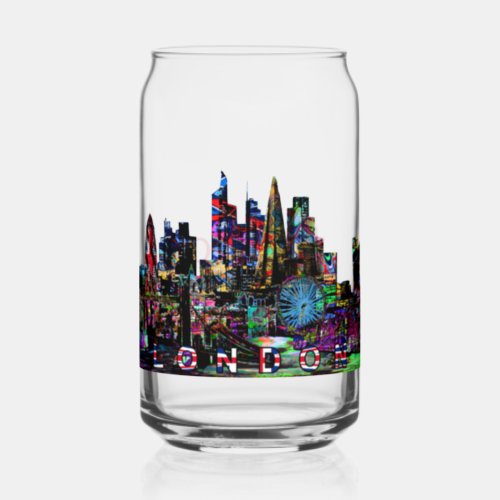 London in graffiti with monogram  can glass