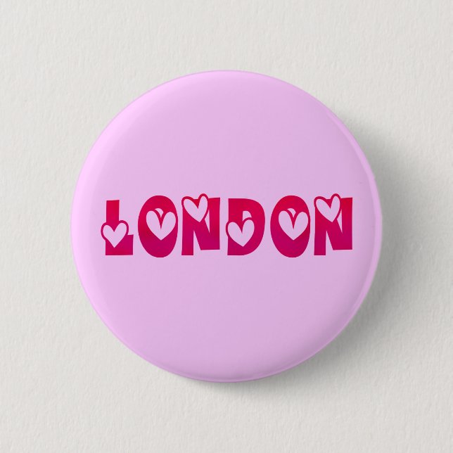London in Hearts Pinback Button (Front)