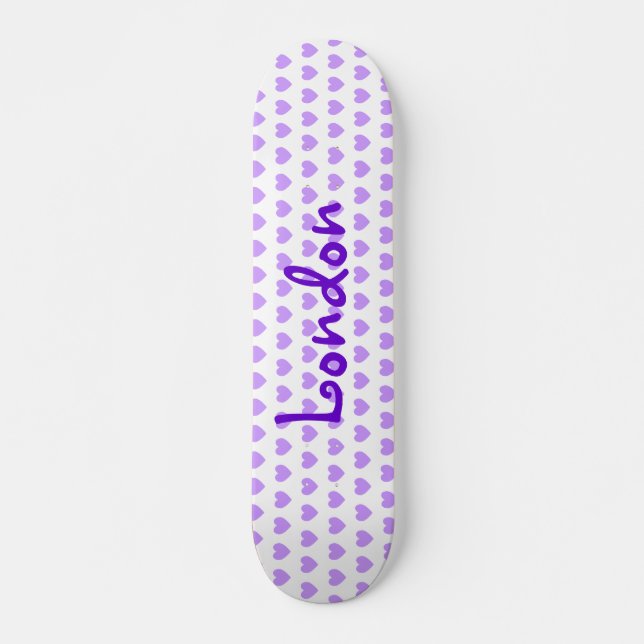London in Purple Skateboard Deck (Front)