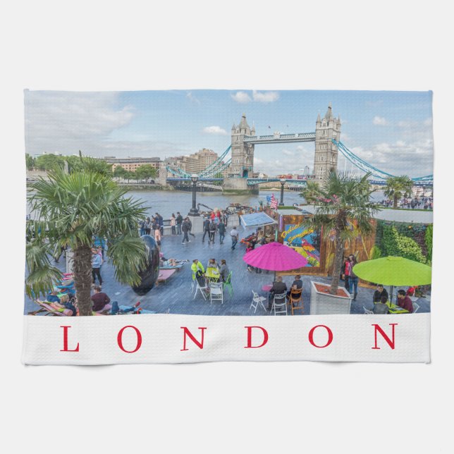 London in summer tea towel