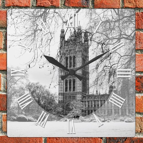 London in Winter Westminster Palace Parliament Square Wall Clock